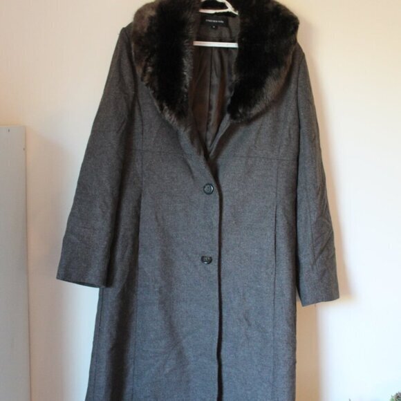 Jones New York Faux Fur Wool Winter Jacket - Picture 1 of 7
